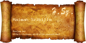Haiman Szibilla névjegykártya